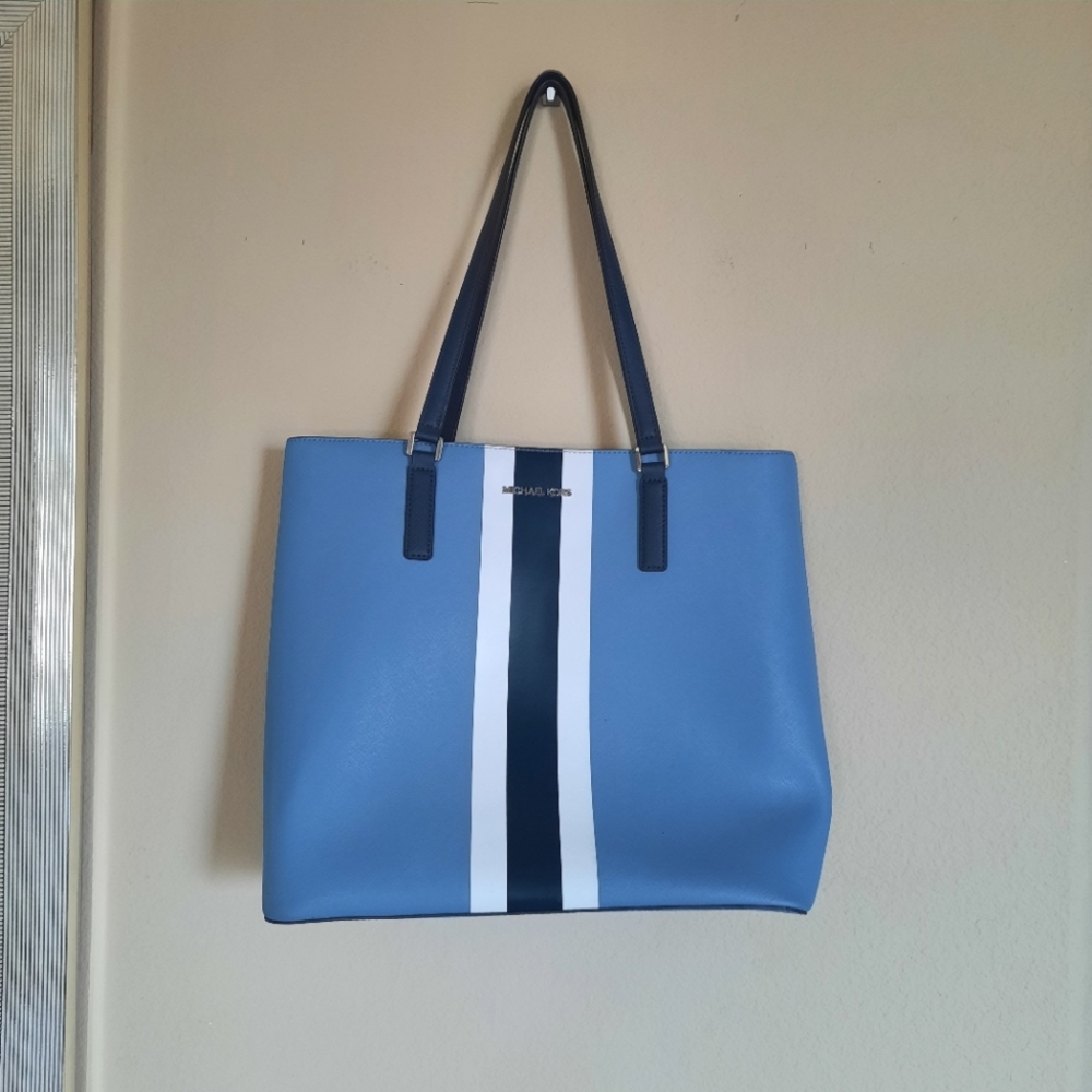 Michael Kors Blue and White Tote Bag